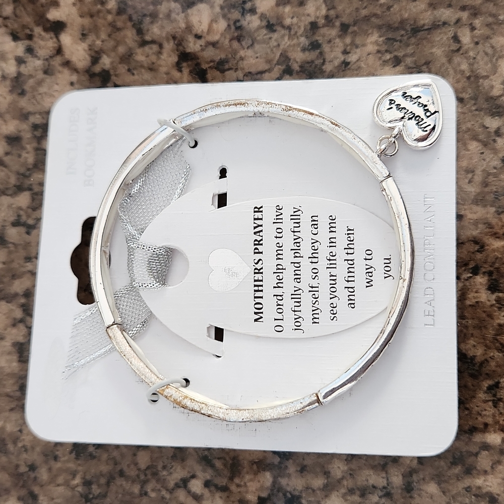 Mothers Prayer Stretchable Silver Metal Bracelet